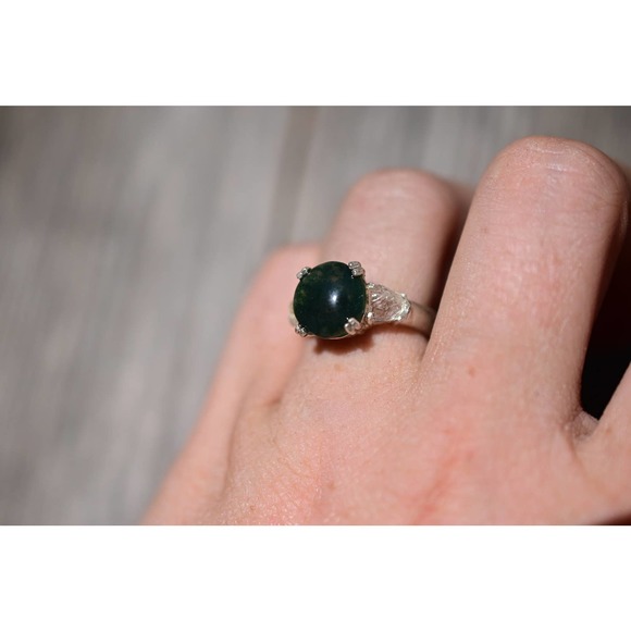 Moss agate ring size 7 - Picture 2 of 3